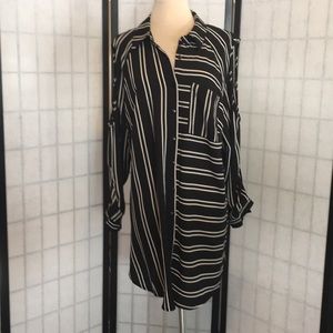 Unique Spectrum  “Cold-Shoulder/Button Down” Shirt